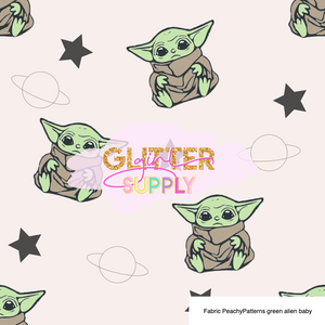 Fabric PeachyPatterns green alien baby