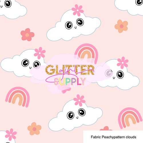 Fabric Peachypattern clouds