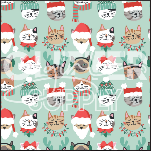 Heycute Christmas Cats On Green