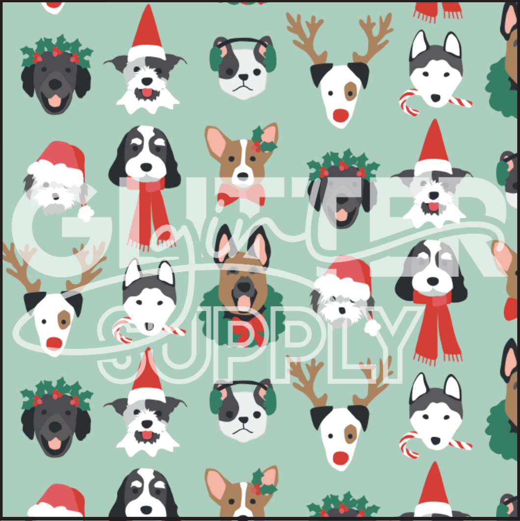 Heycute Christmas Pups On Green