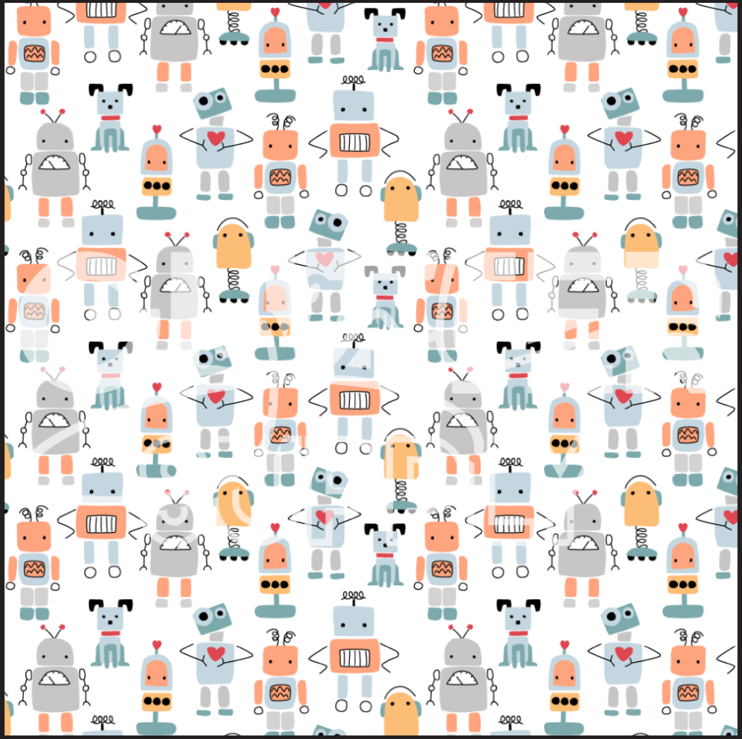 Heycute Robots Blue on White