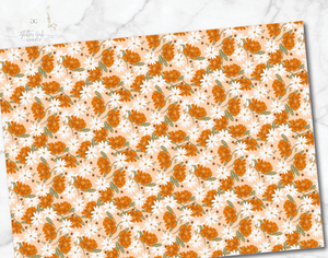 Orange White Floral Large