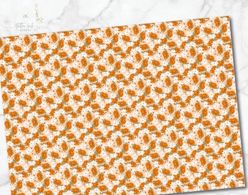 Orange White Floral Small