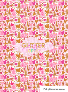 Pink glitter xmas mouse