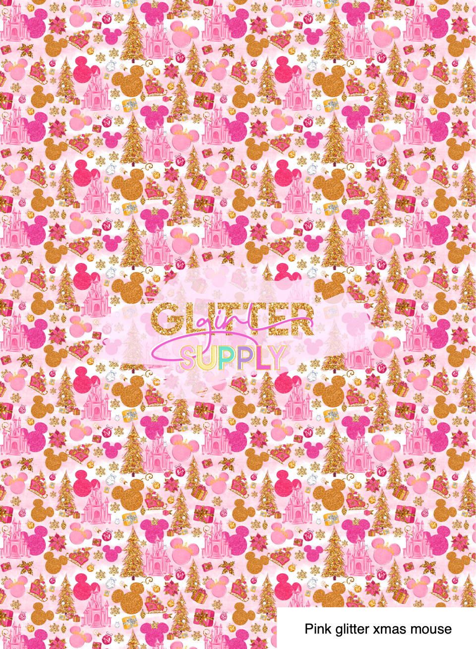 Pink glitter xmas mouse