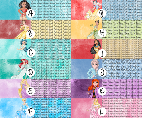Watercolor princesses fabric bow STRIPS