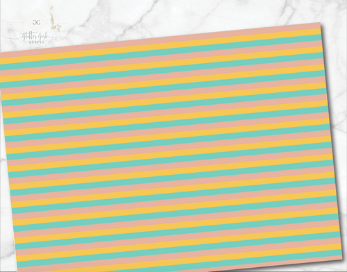 Vintage Yellow Aqua Lines