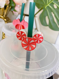 Straw topper peppermint candy