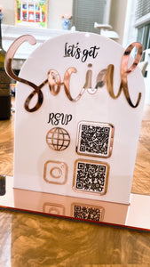 Social media acrylic sign QR code