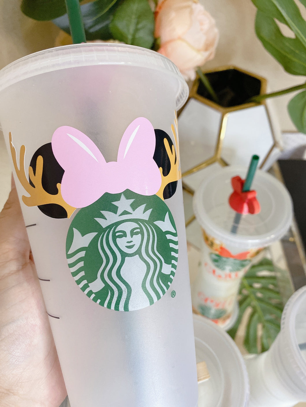 Cup stickers reindeer pink